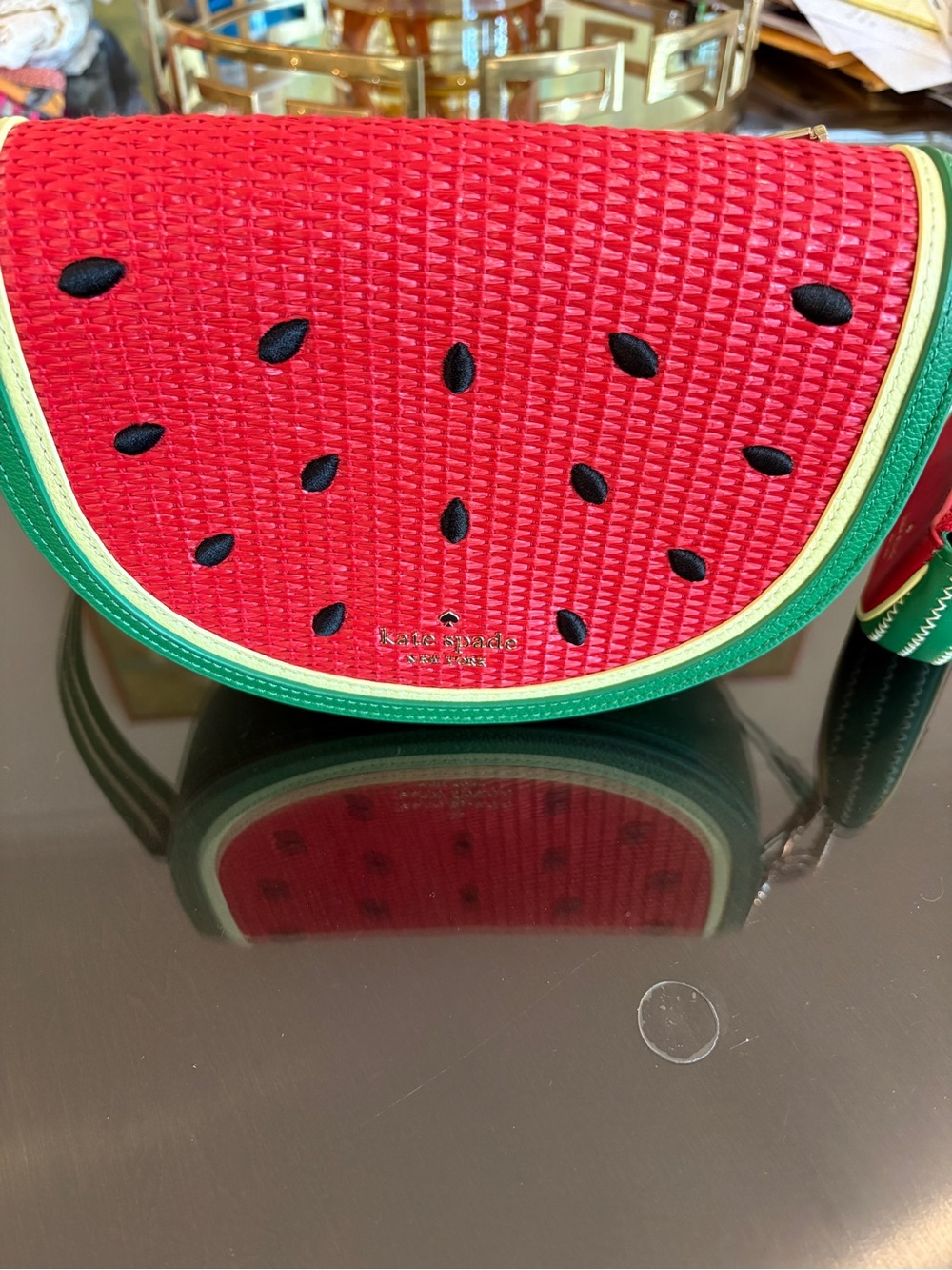 Kate Spade Watermelon Crossbody Purse with Matching Bag Charm / Coin Purse - Picture 4 of 16